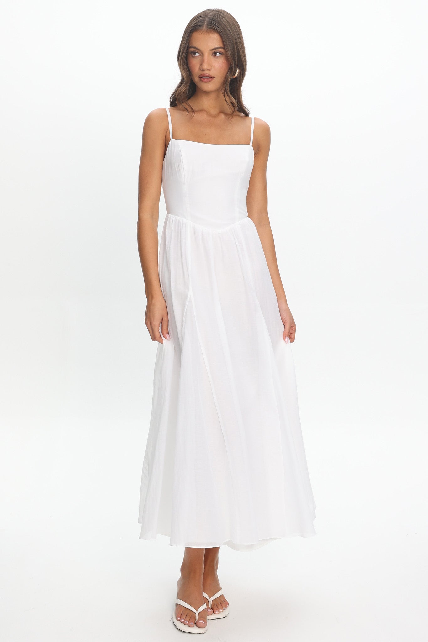 Dulce Scoop Neck Midi Dress White
