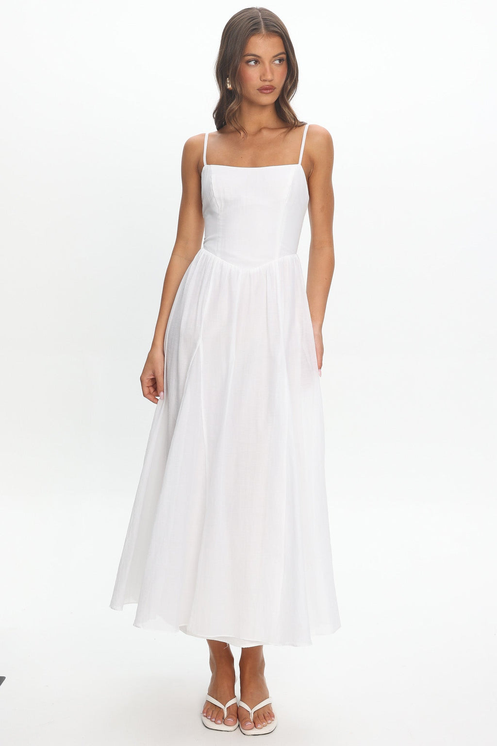 Dulce Scoop Neck Midi Dress White