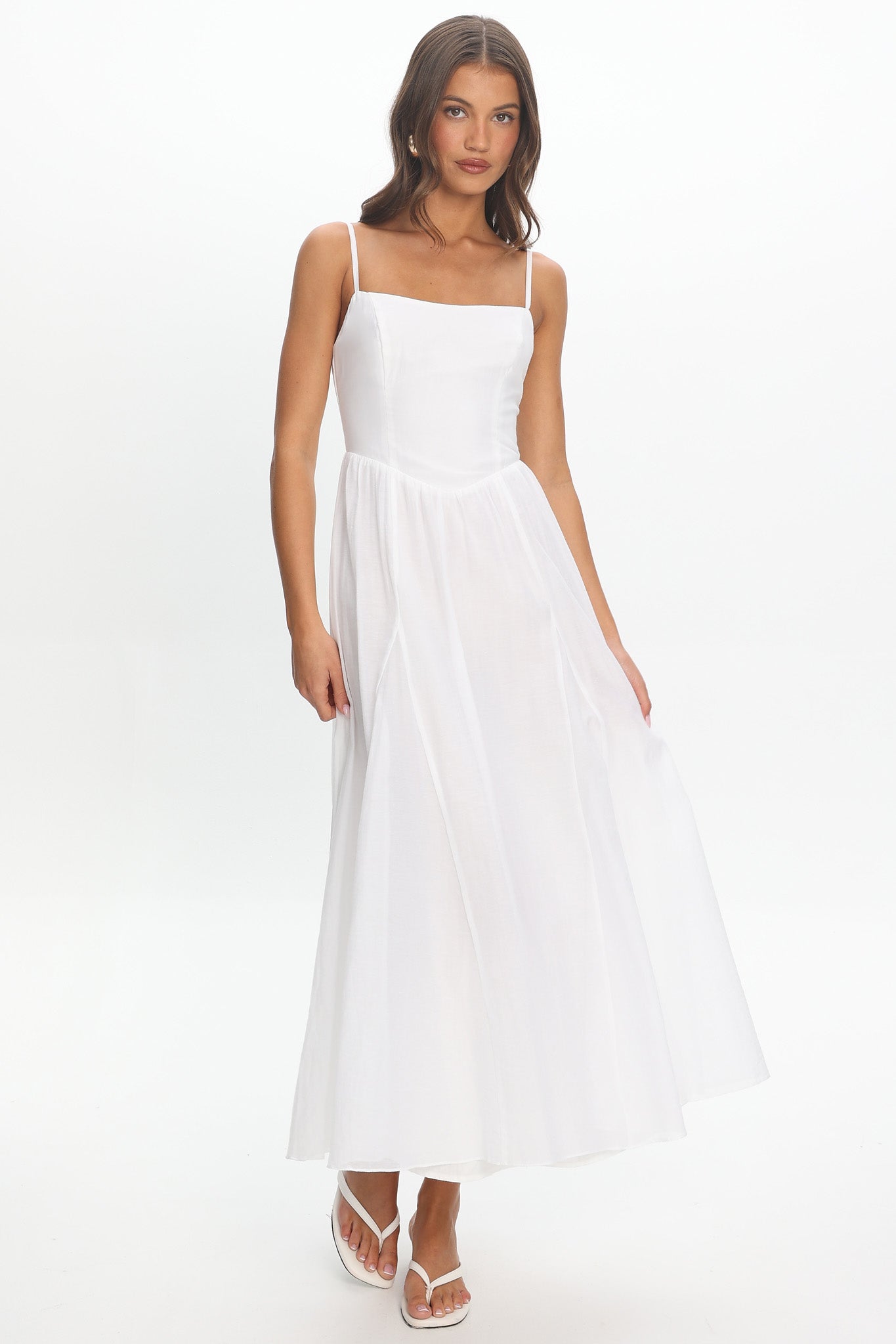 Dulce Scoop Neck Midi Dress White