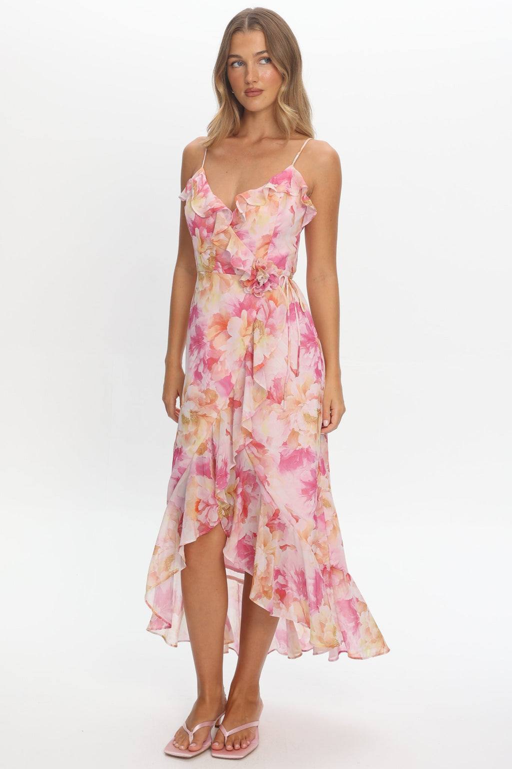 Valora Floral Maxi Dress Pink