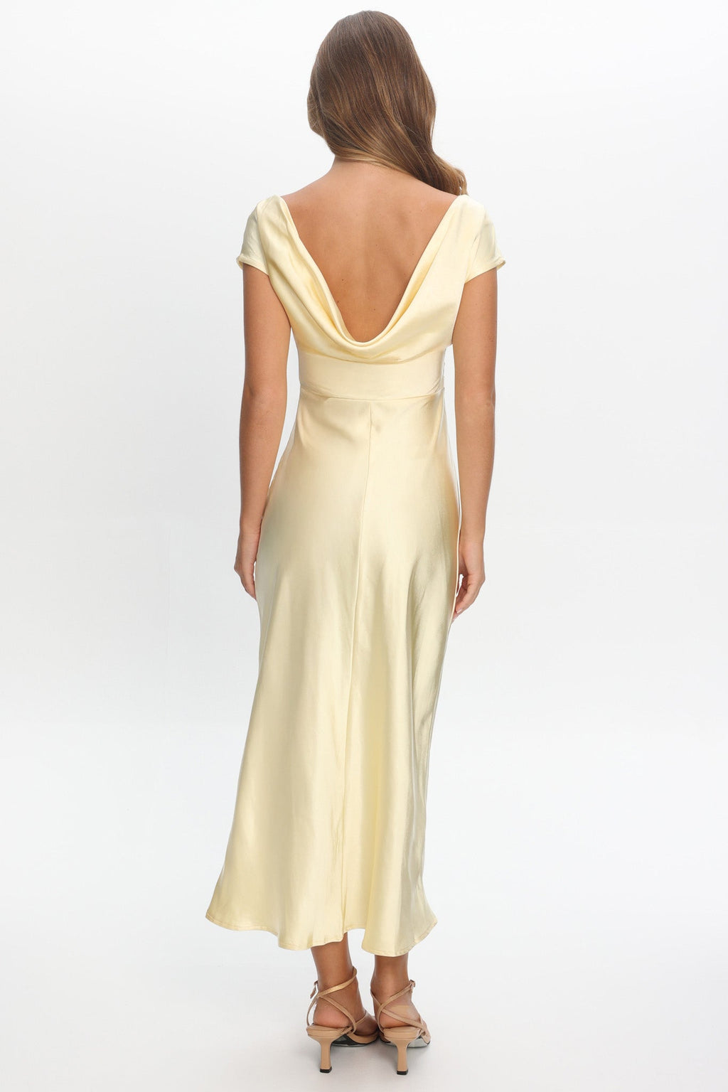 Loveland Cap Sleeve Cowl Back Midi Dress Butter
