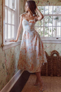 Sweet Pea Tied Shoulder Midi Dress Floral Blue