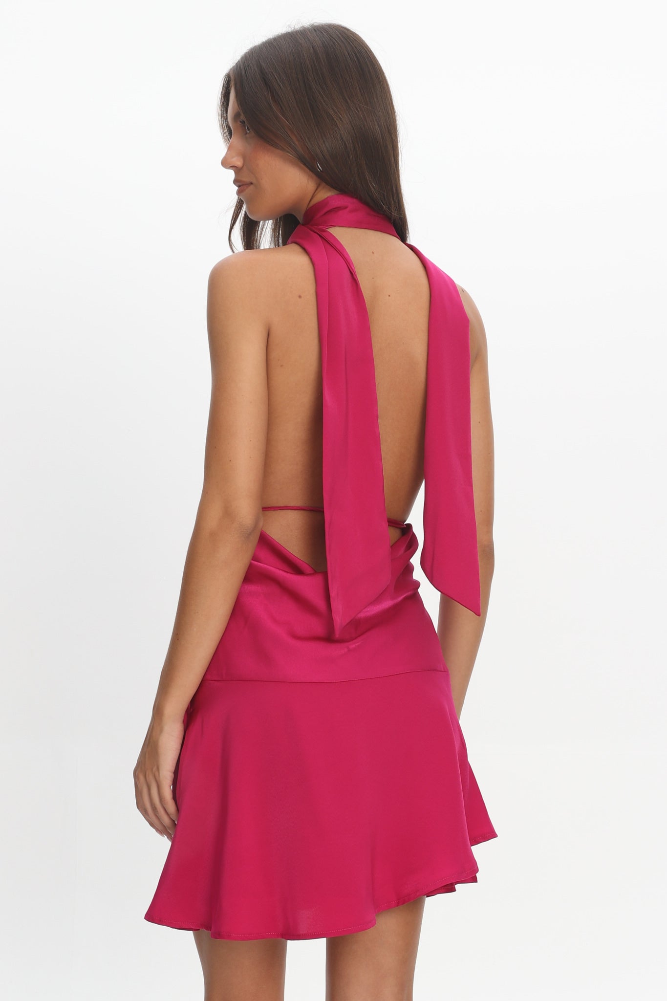 Tanya Halterneck Mini Dress Hot Pink