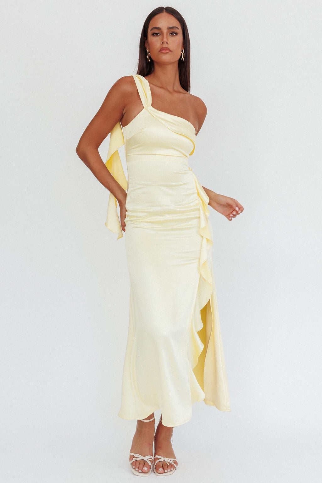 Carmel One-Shoulder Split Maxi Dress Butter