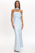 Damsel Reverse Halter Frill Trim Maxi Dress Baby Blue