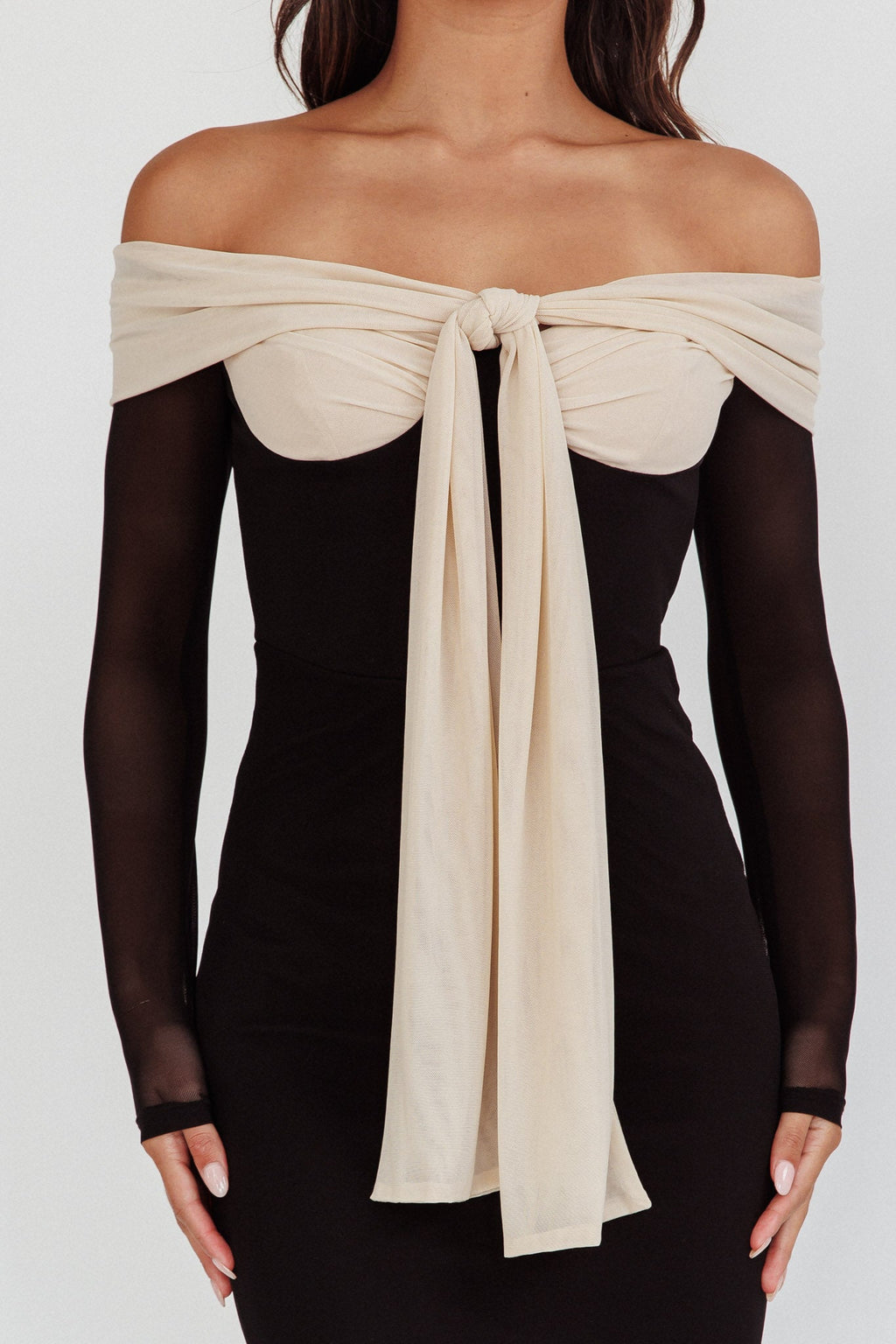 Perfect Worlds Off Shoulder Maxi Dress Black