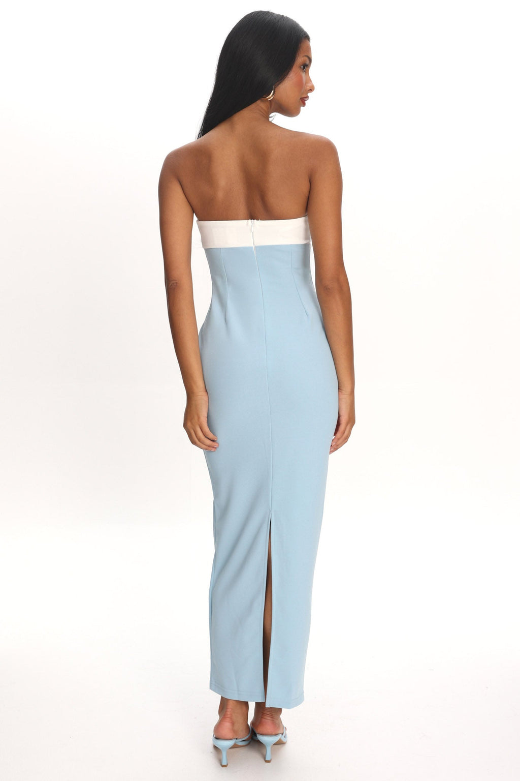 Regent Strapless Maxi Dress Contrast Blue
