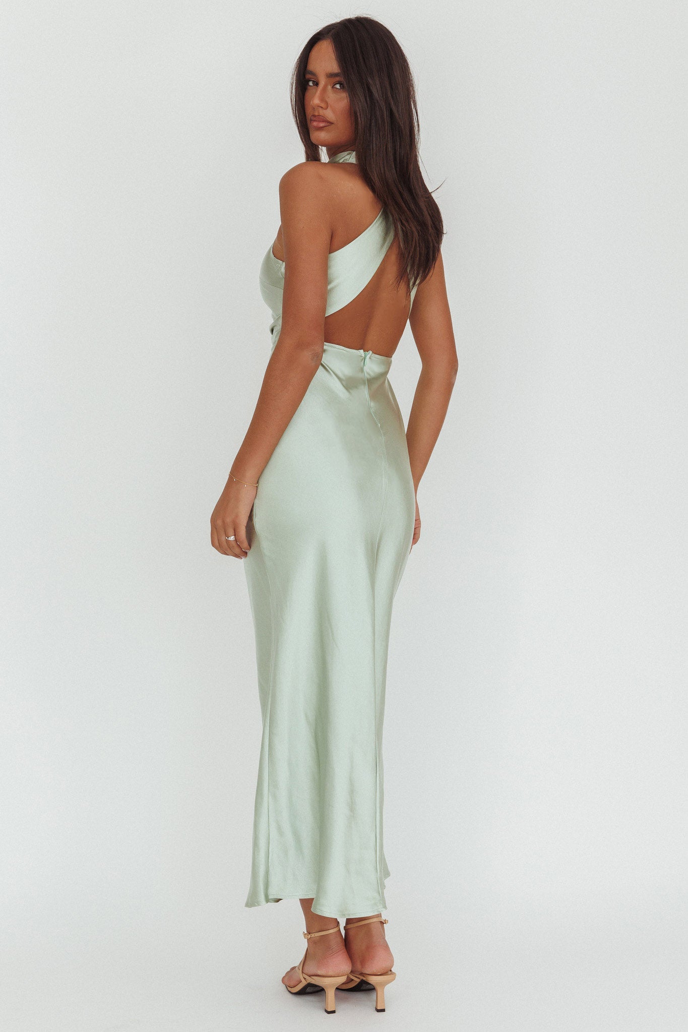 Moonlight Mirage Criss-Cross Back Maxi Dress Pistachio