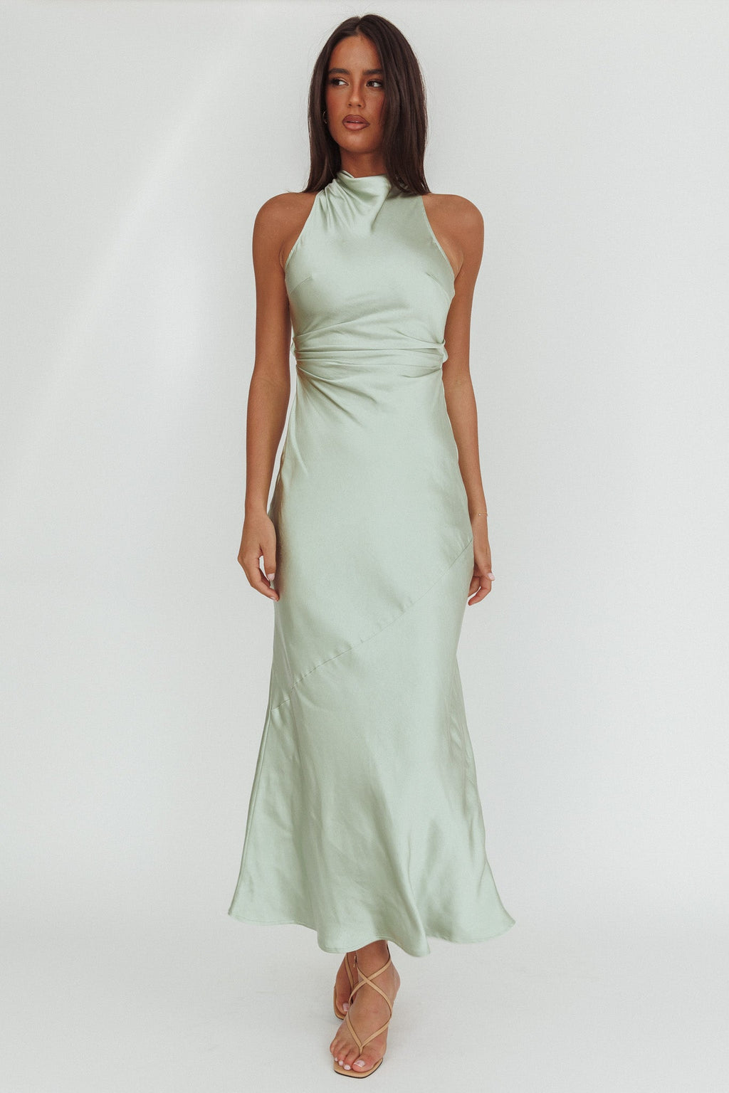 Moonlight Mirage Criss-Cross Back Maxi Dress Pistachio