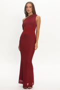 Milos Asymmetric Neckline Maxi Dress Wine