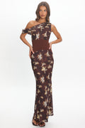 Milos Asymmetric Neckline Maxi Dress Floral
