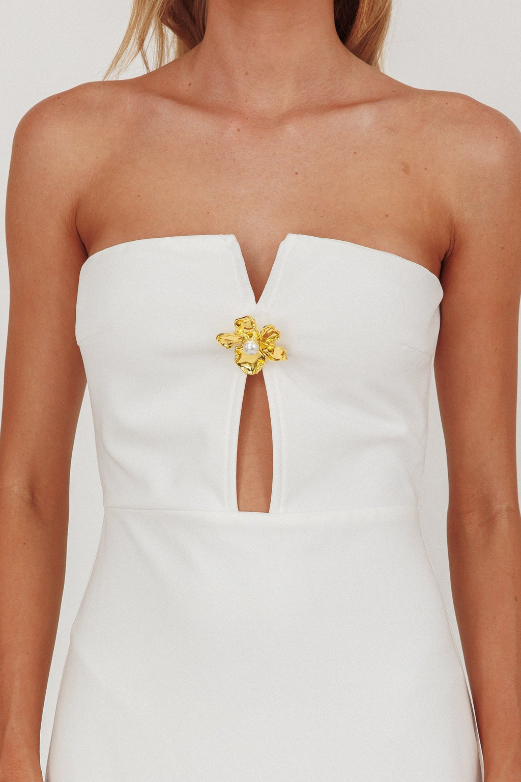 Sonrisa Strapless Cut-Out Maxi Dress White
