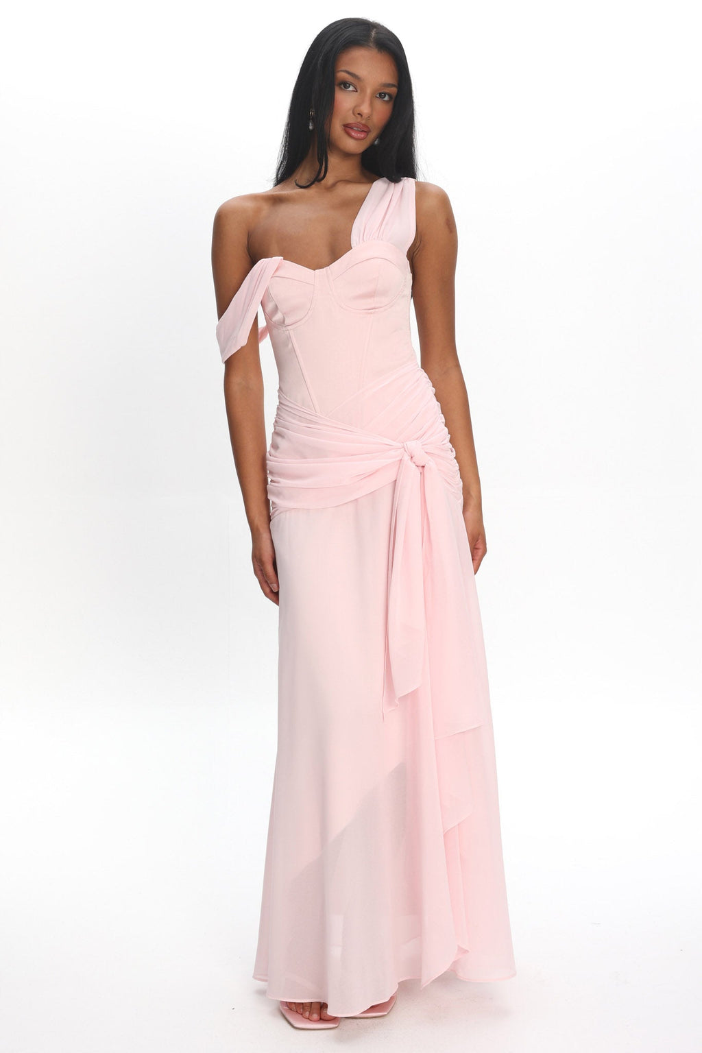 Keia Waist Sash Maxi Dress Powder Pink