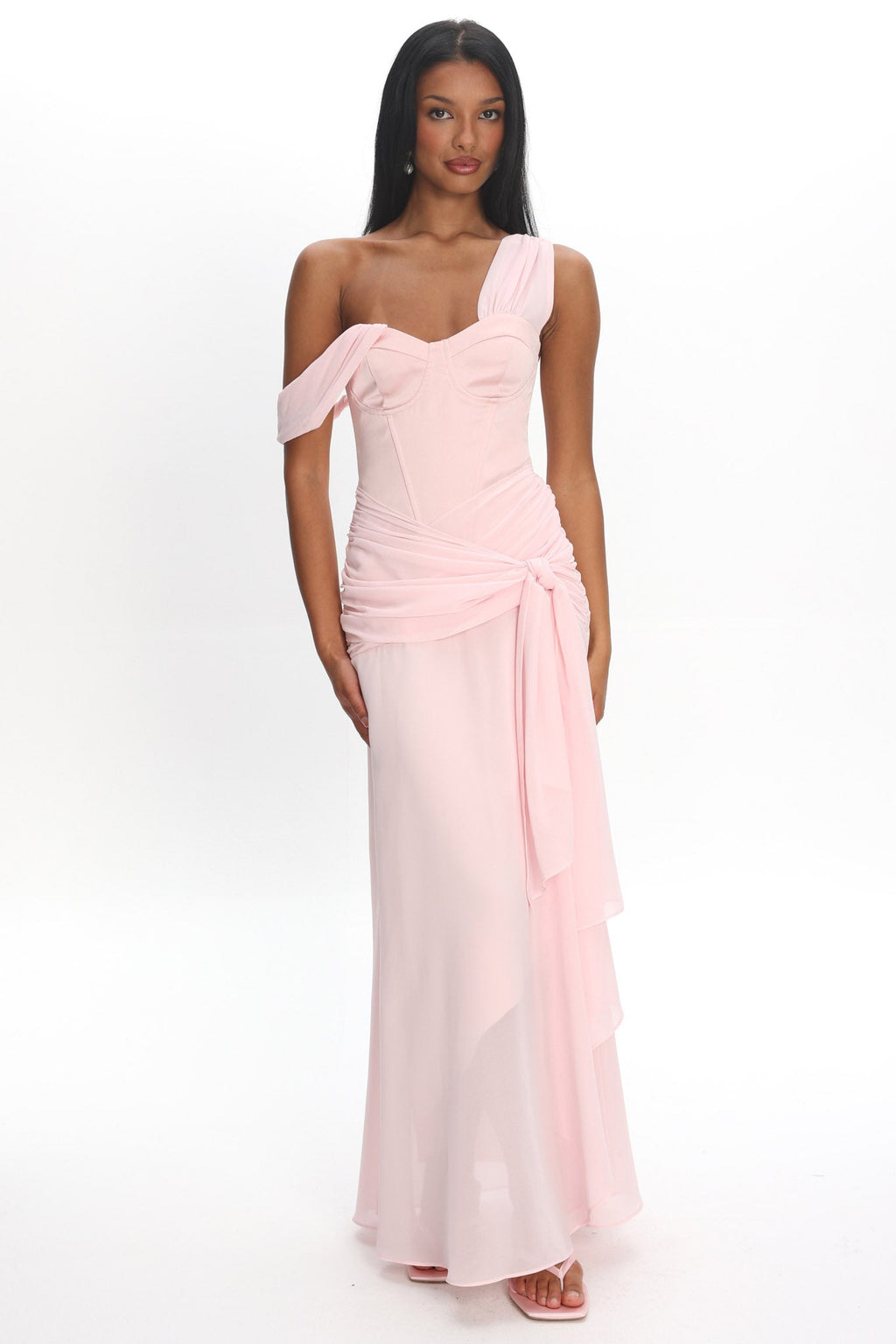 Keia Waist Sash Maxi Dress Powder Pink