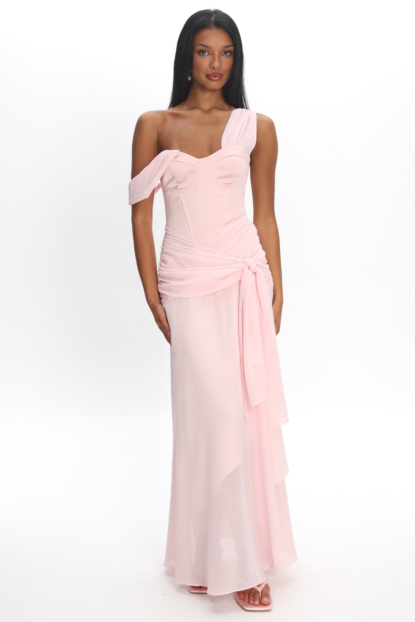 Keia Waist Sash Maxi Dress Powder Pink
