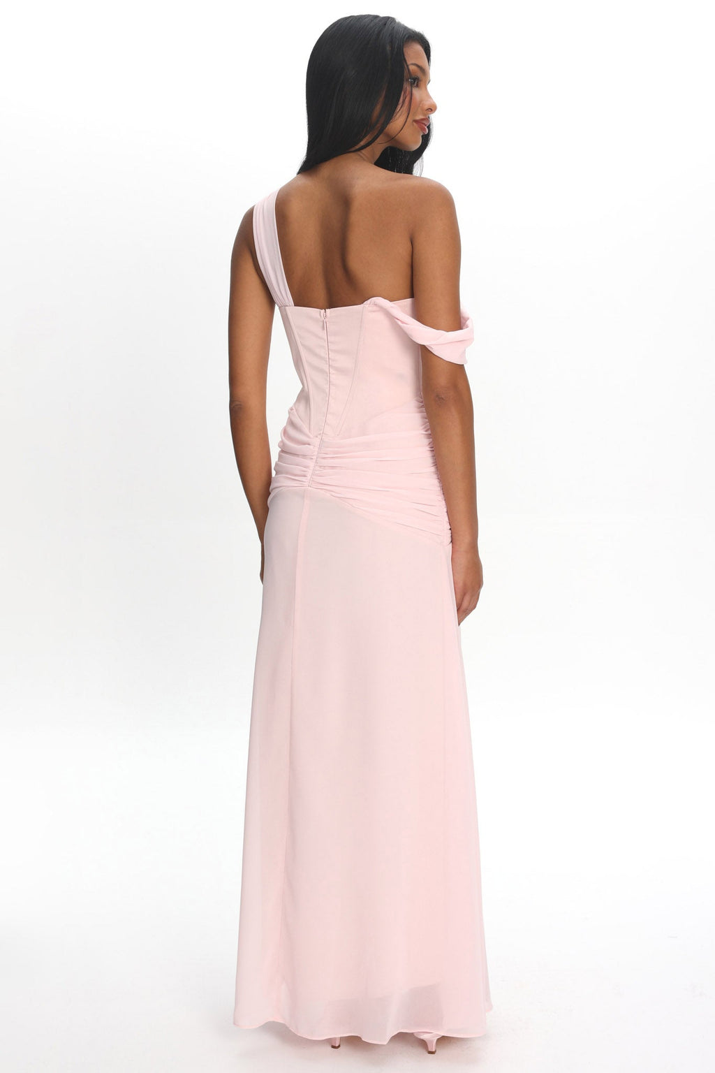 Keia Waist Sash Maxi Dress Powder Pink
