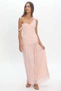 Keia Crepe Chiffon One-Shoulder Maxi Dress Light Pink