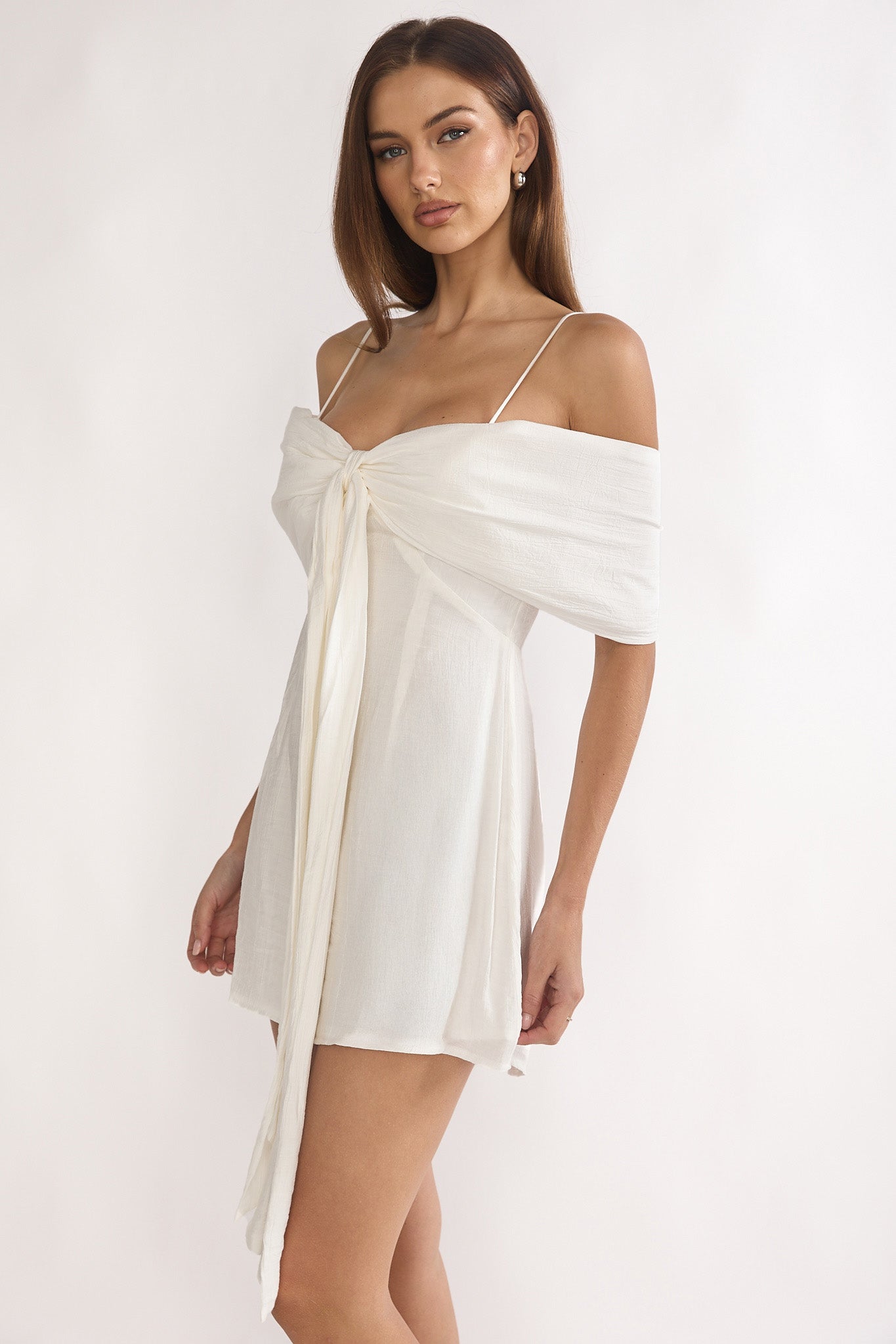 Lillibet Bow Tied Bust Mini Dress White
