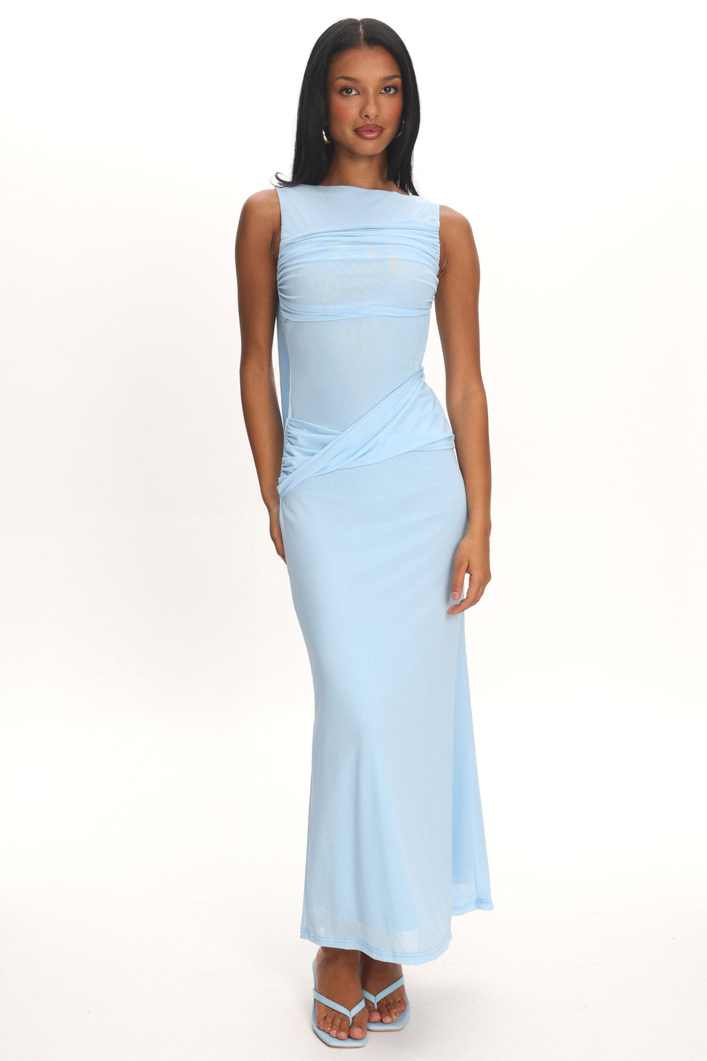 Carri Twist Waist Maxi Dress Ice Blue