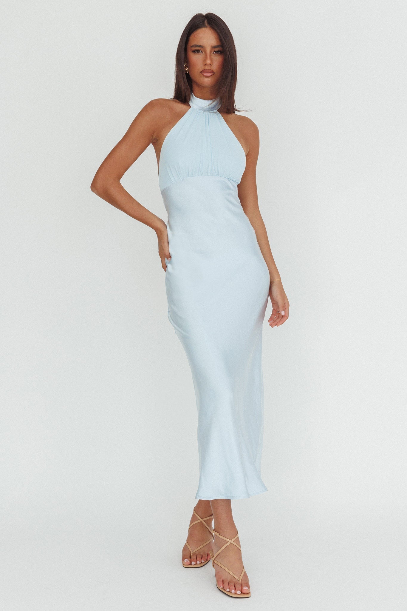 Kaivira Halterneck Maxi Dress Ice Blue