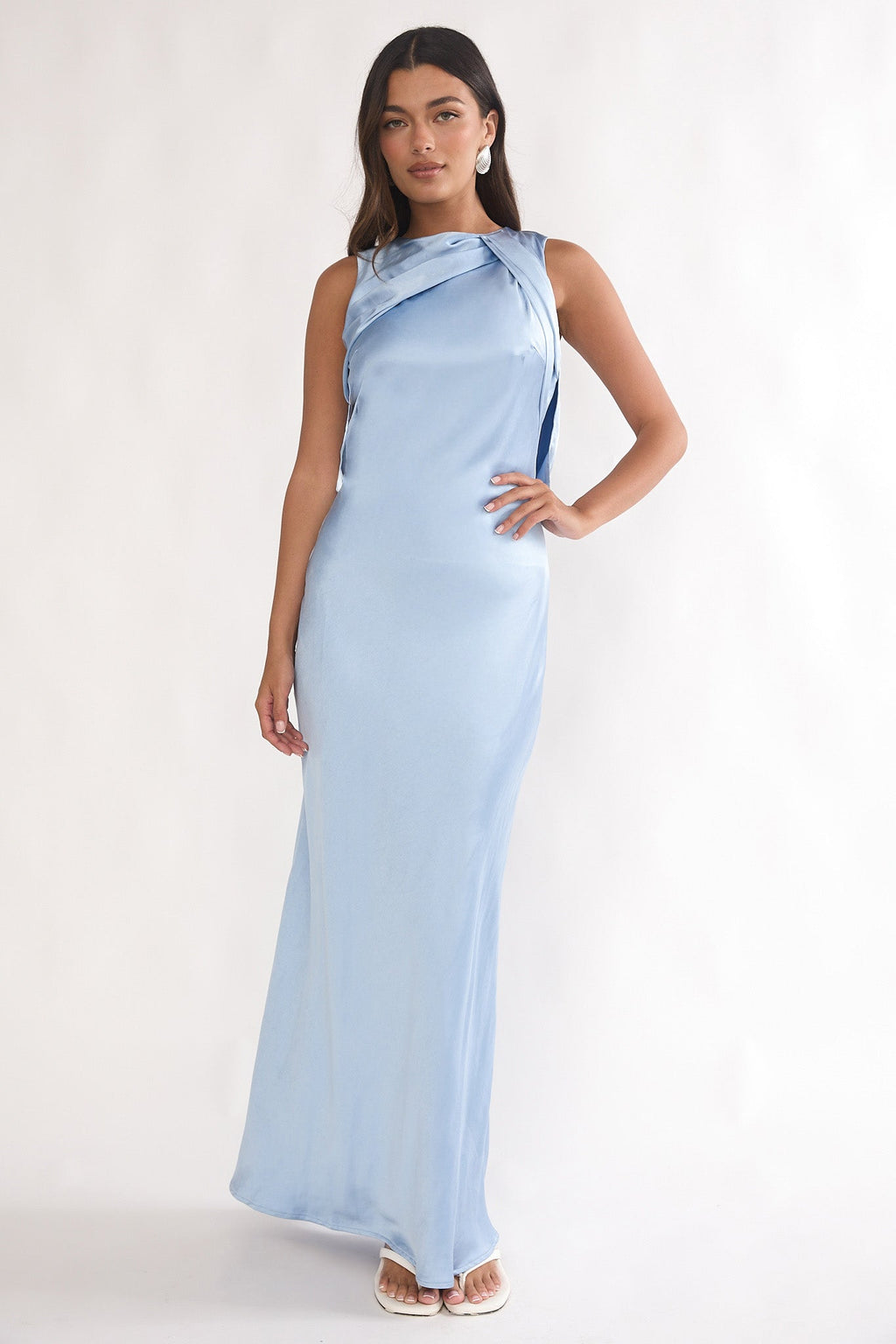 Levinia Draped Back Maxi Dress Blue
