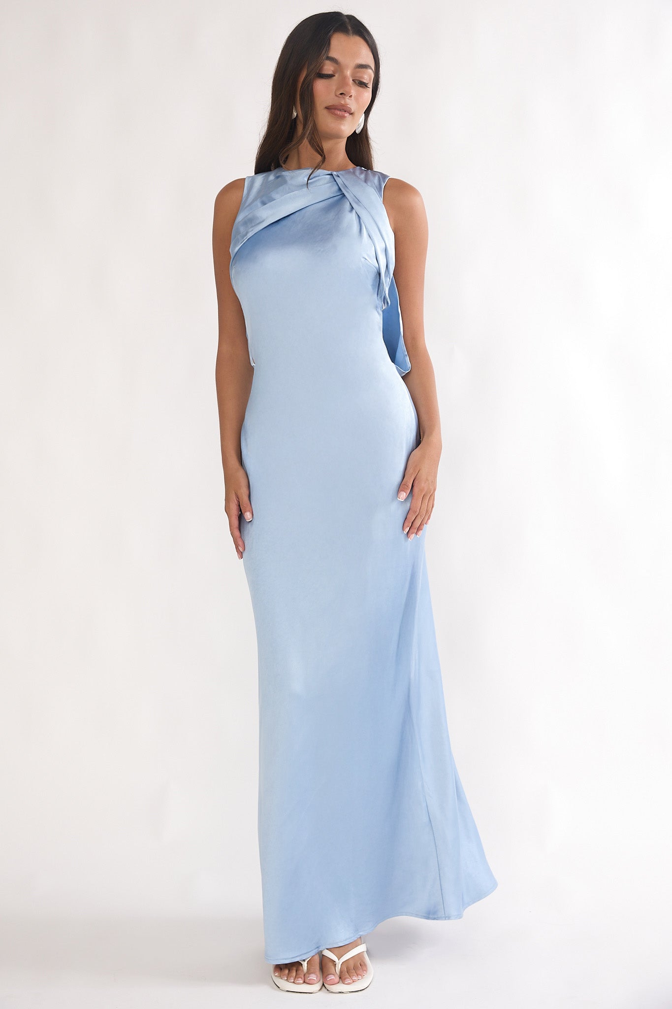 Levinia Draped Back Maxi Dress Blue