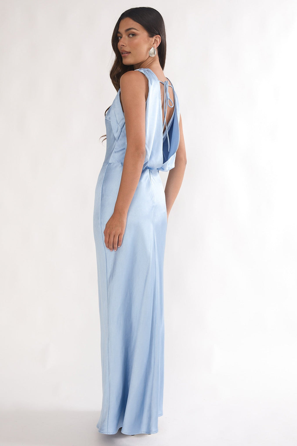 Levinia Draped Back Maxi Dress Blue