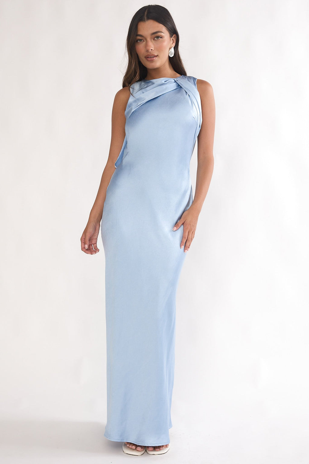 Levinia Draped Back Maxi Dress Blue