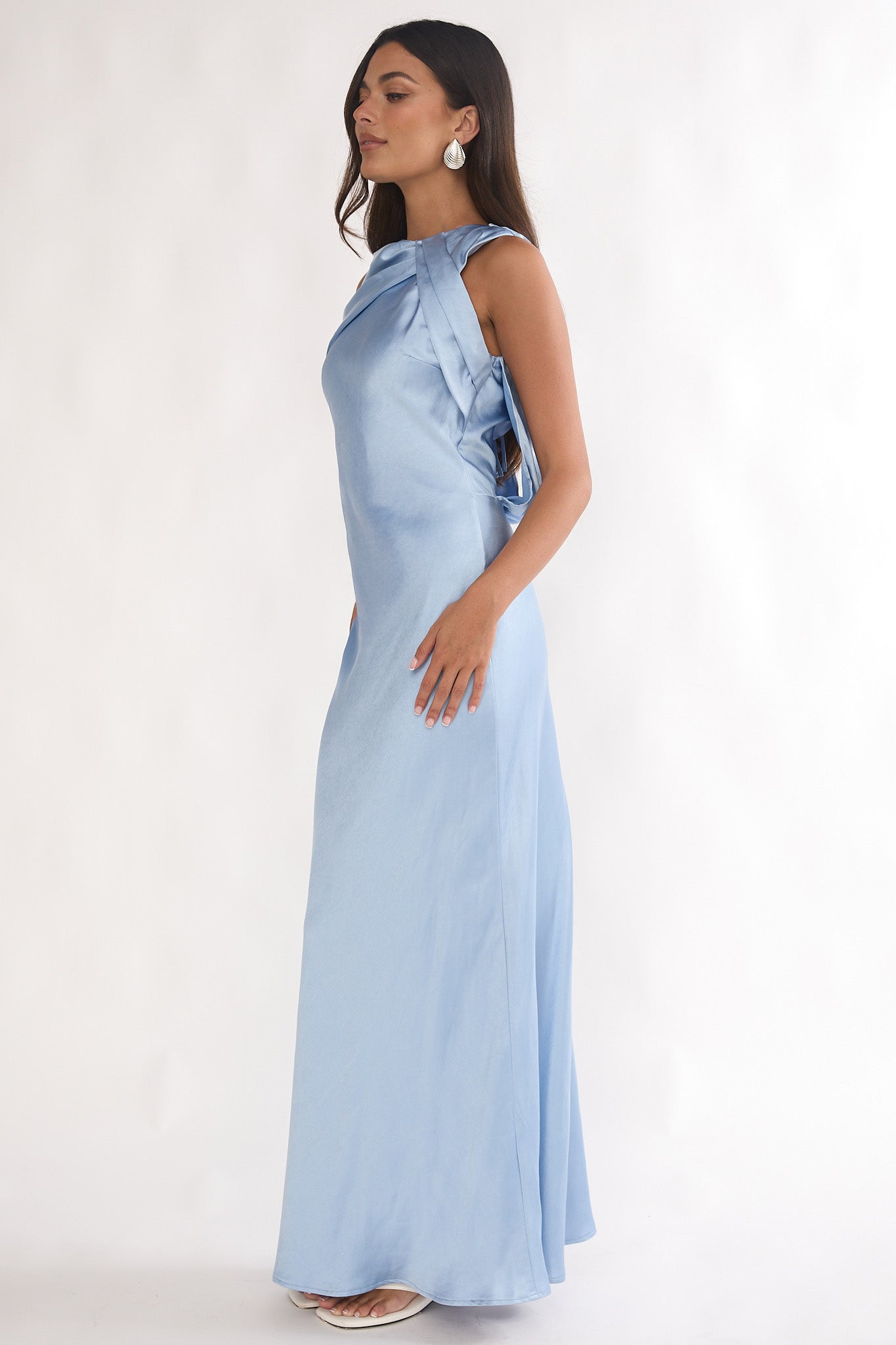 Levinia Draped Back Maxi Dress Blue