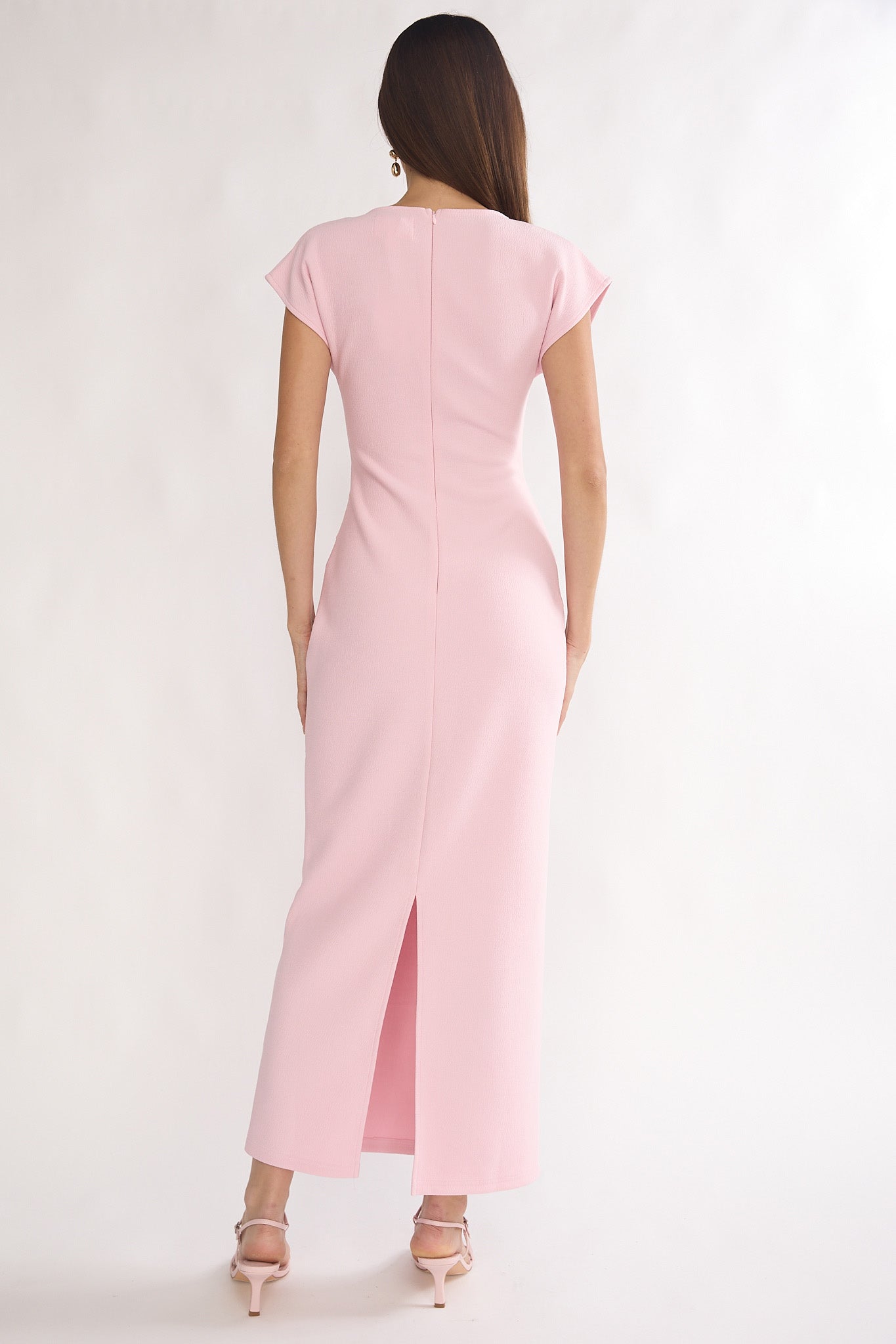 Briona Short Sleeve Buckle Maxi Dress Pink
