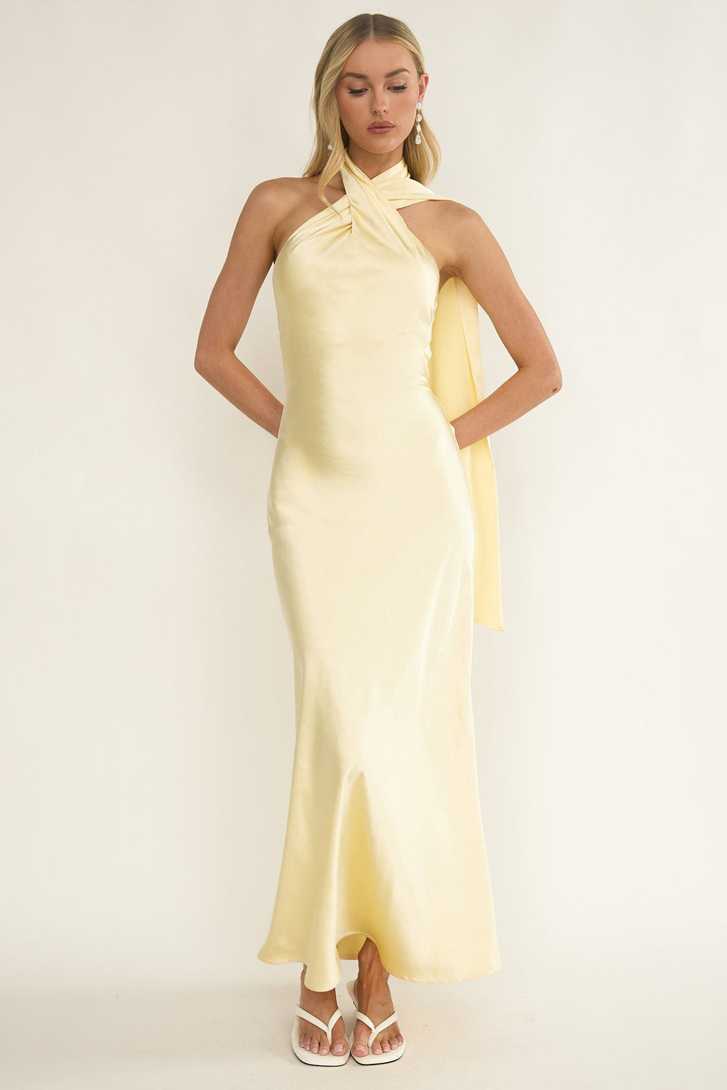 Alvara Crossover Halterneck Maxi Dress Butter