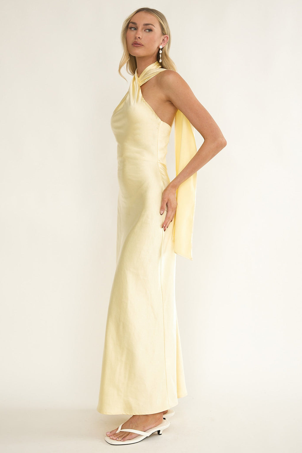 Alvara Crossover Halterneck Maxi Dress Butter