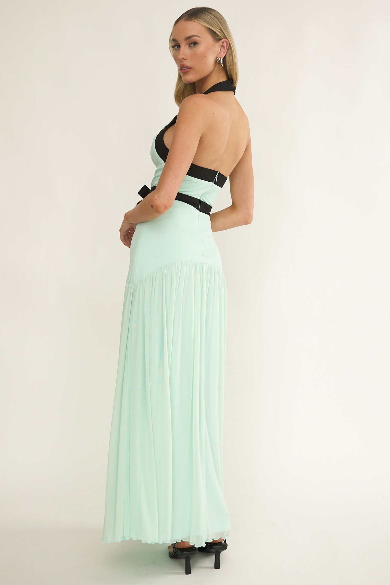Aven Halter Bow Maxi Dress Mint