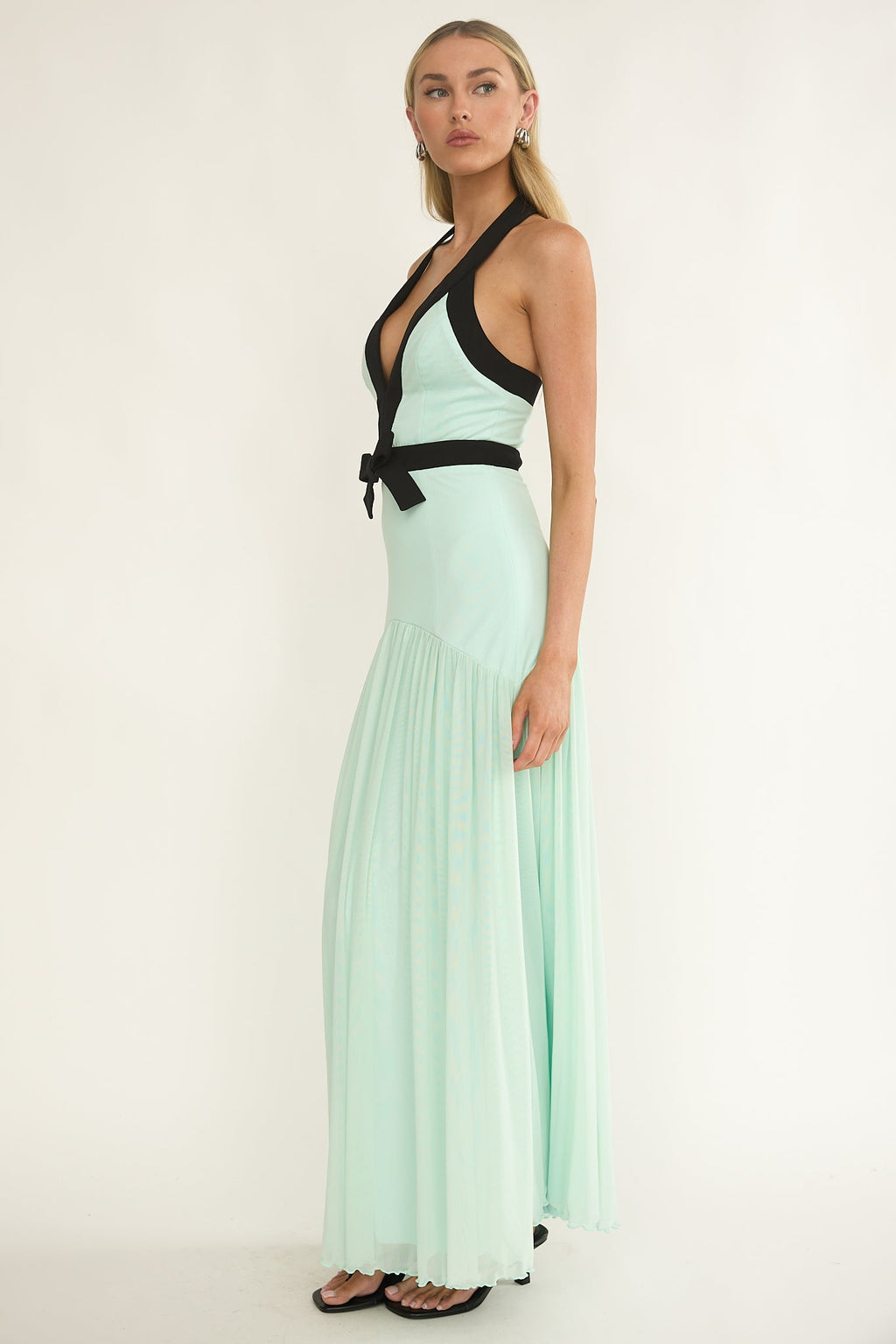 Aven Halter Bow Maxi Dress Mint