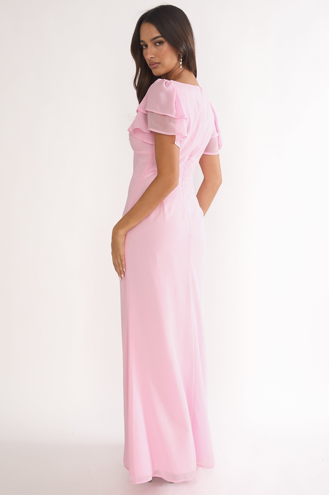 Elorin Lace Trim Maxi Dress Pink
