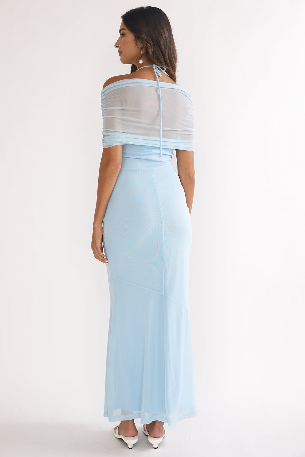 Shia Off-Shoulder Halterneck Maxi Dress Blue
