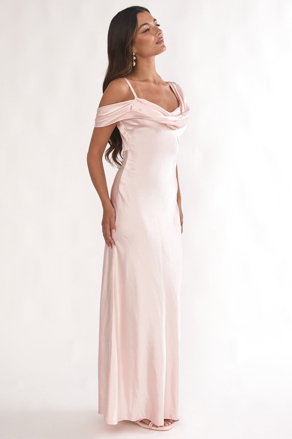Emelle Asymmetric Neckline Maxi Dress Pink