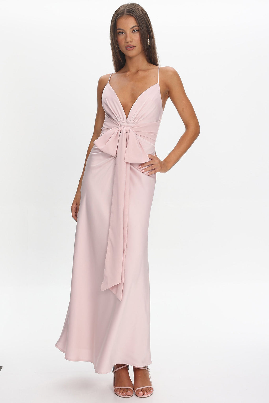 Ambrette Bow Waist Maxi Dress Pink