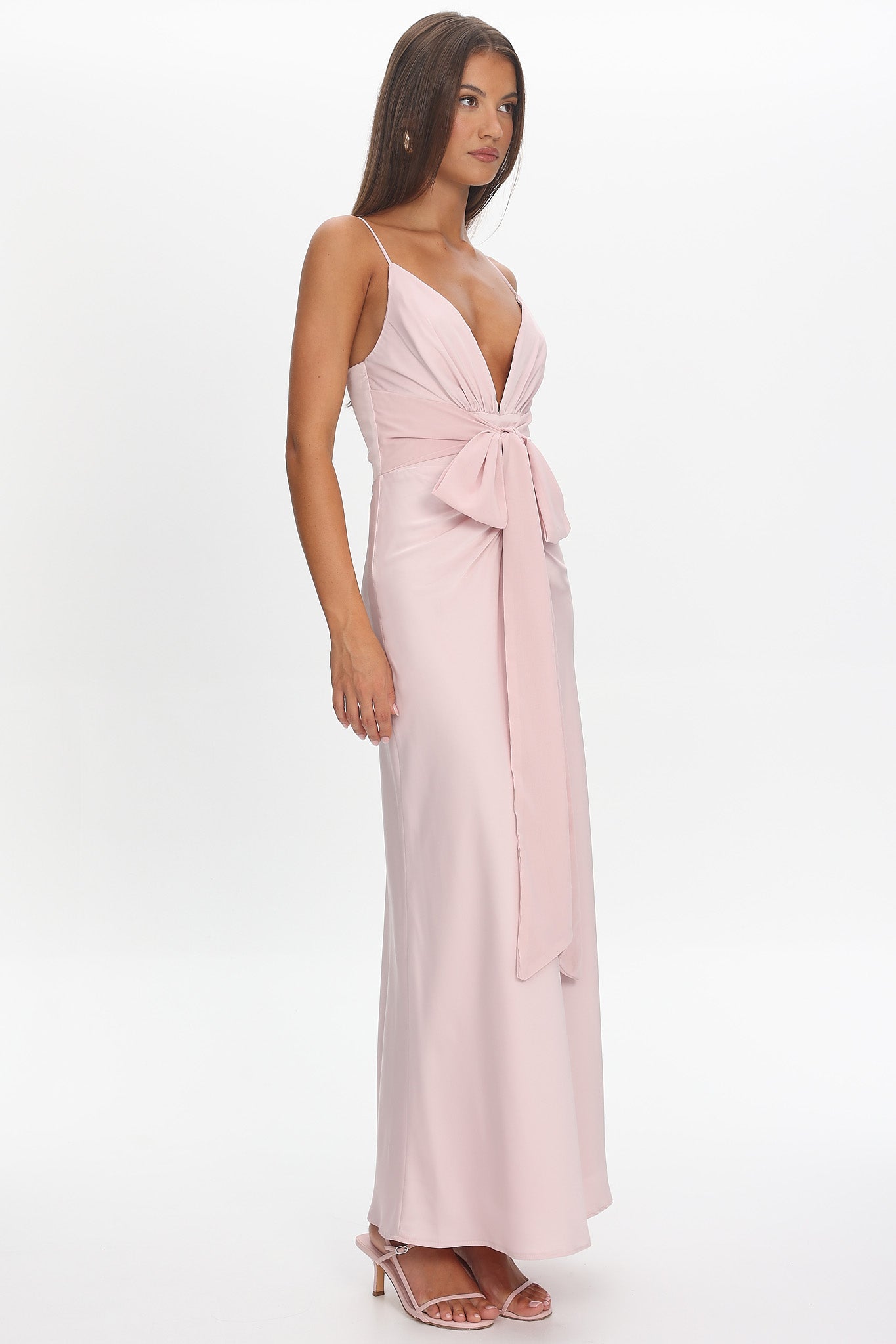 Ambrette Bow Waist Maxi Dress Pink