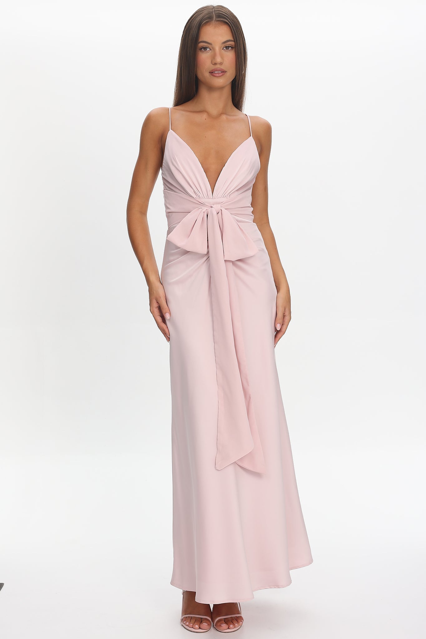 Ambrette Bow Waist Maxi Dress Pink
