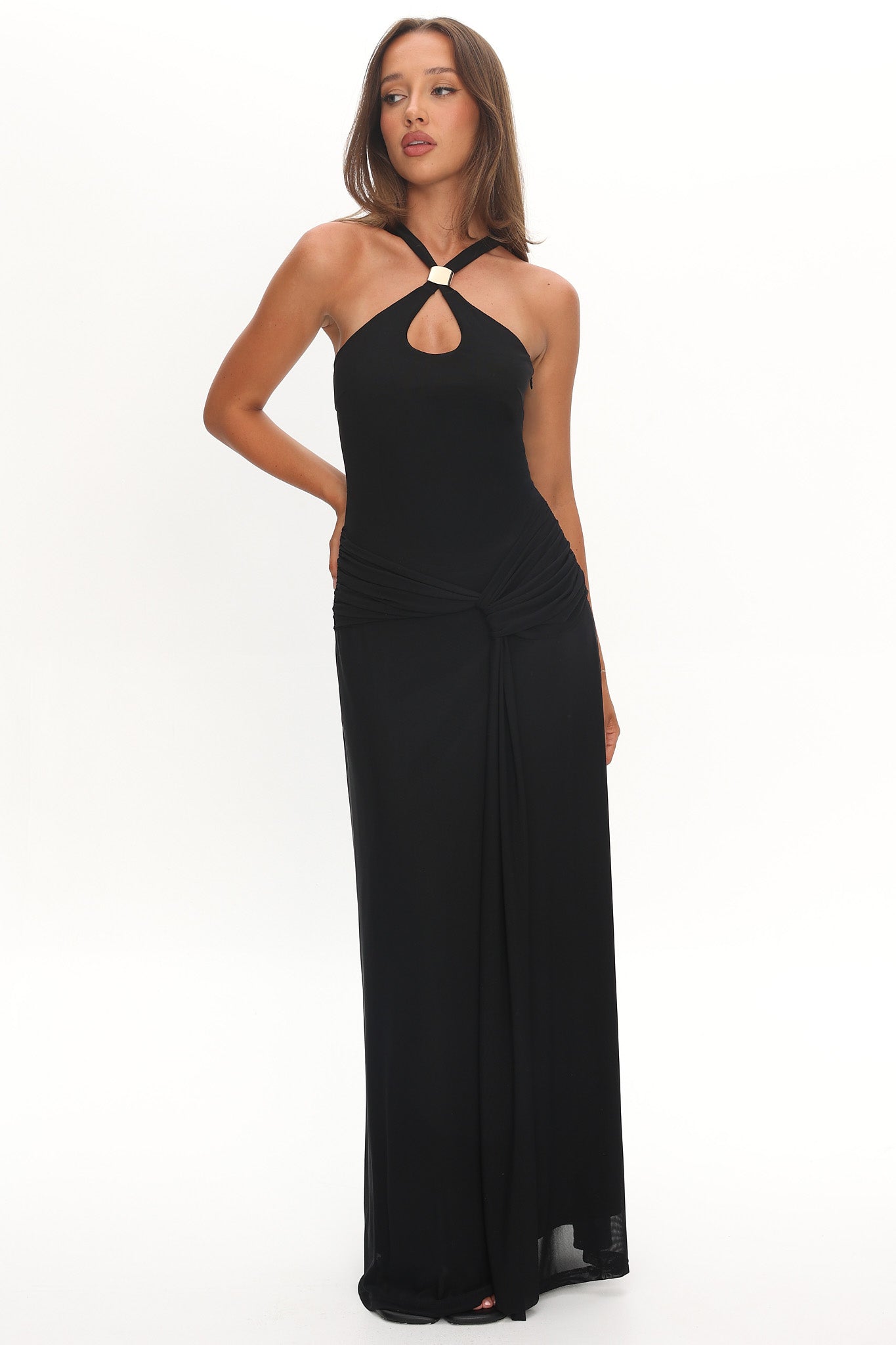 Cresida Keyhole Racerback Maxi Dress Black