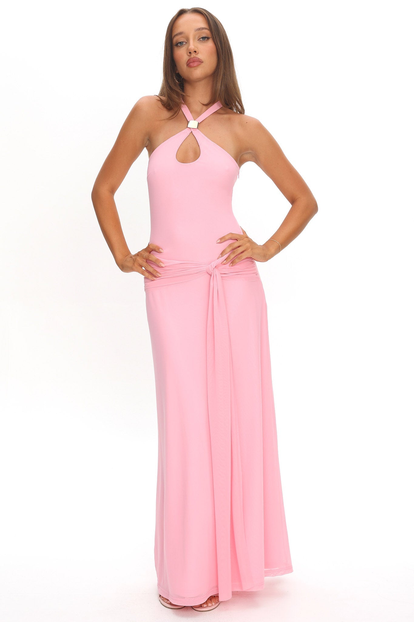 Cresida Keyhole Racerback Maxi Dress Pink