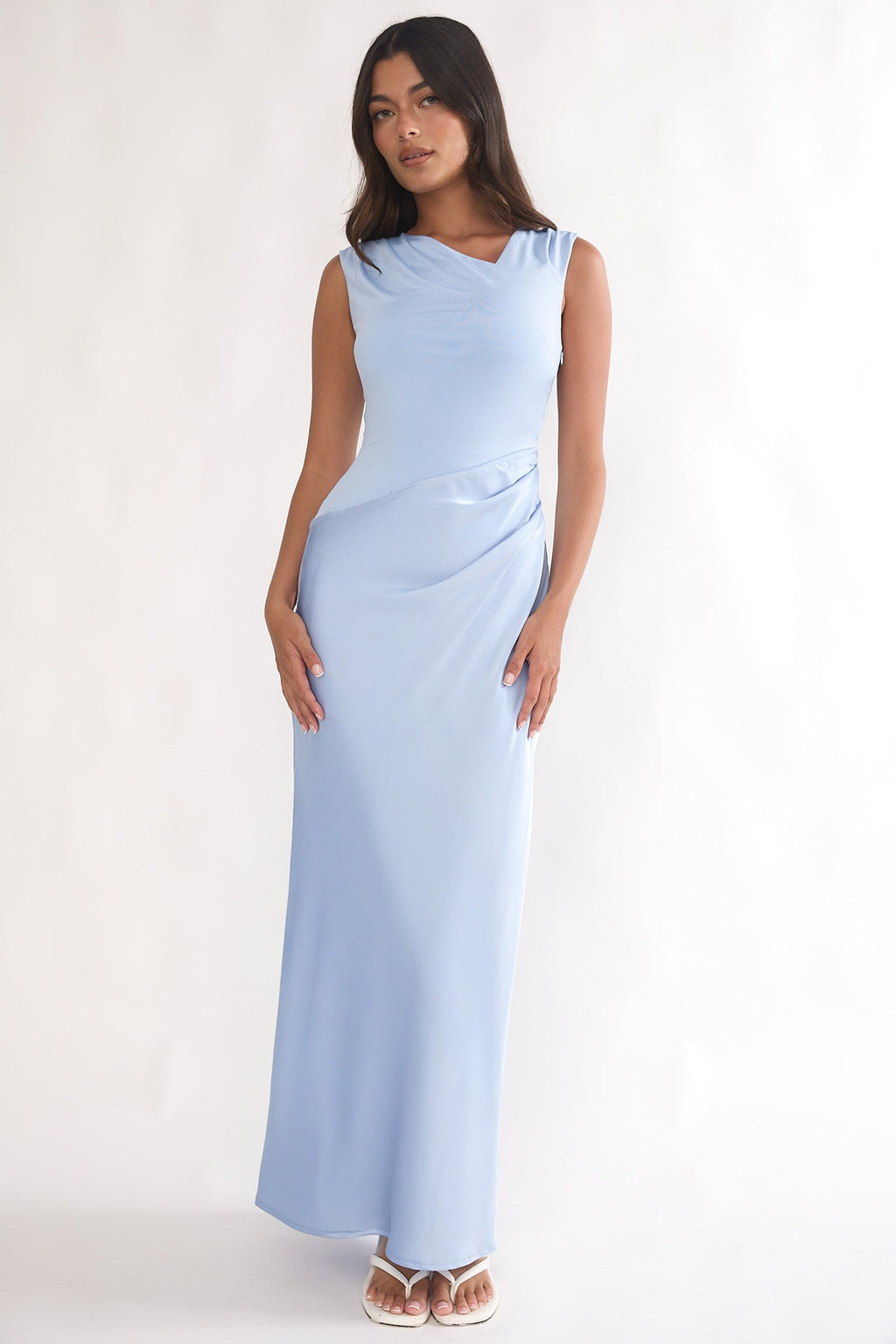 Brinelle Side Pleat Maxi Dress Blue