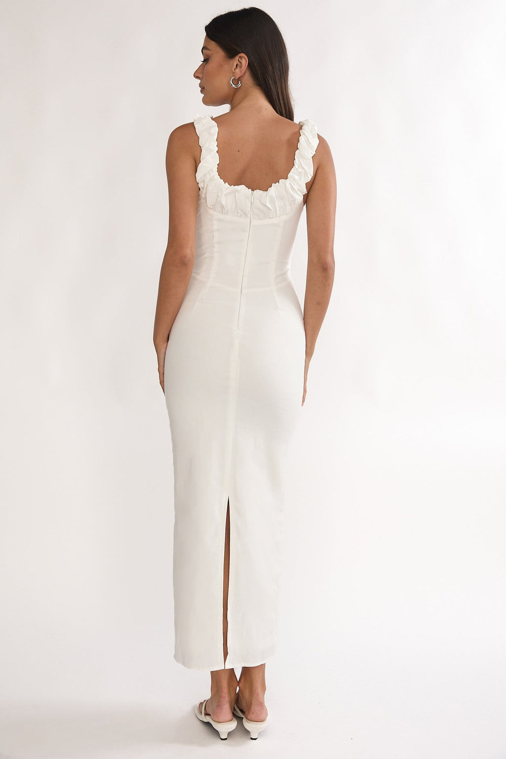 Zabrina Shirred Bust Maxi Dress Off White