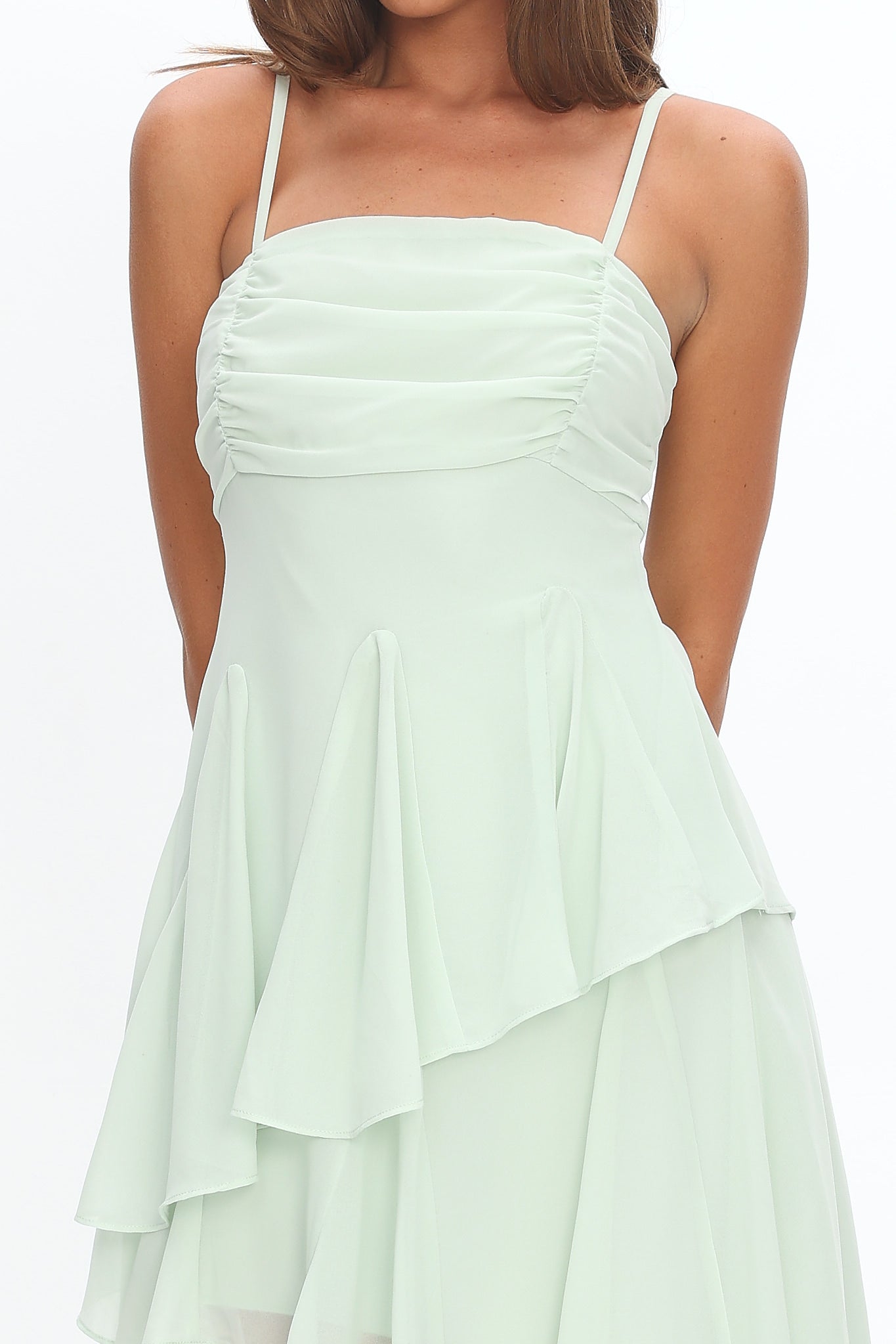 Skylah Asymmetric Hem Mini Dress Mint