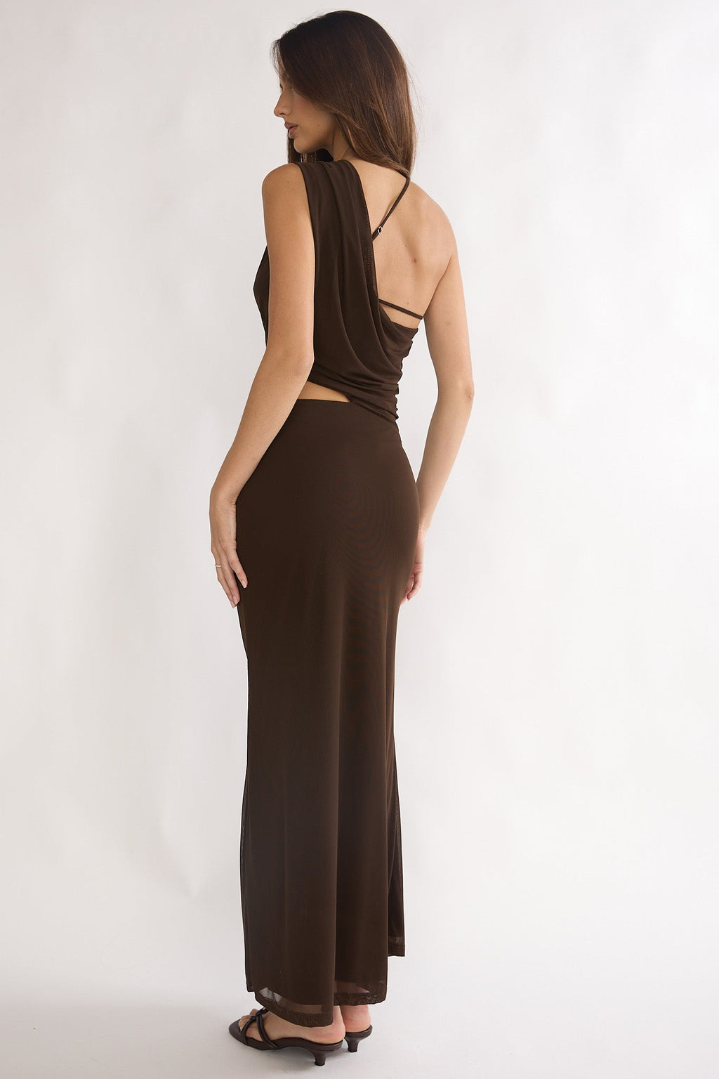 Out Loud Cut-Out Drape Maxi Dress Chocolate