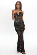 Capri Sunset Lace Overlay Maxi Dress Black