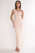 Evermore Cowl Neck Maxi Dress Floral Pink