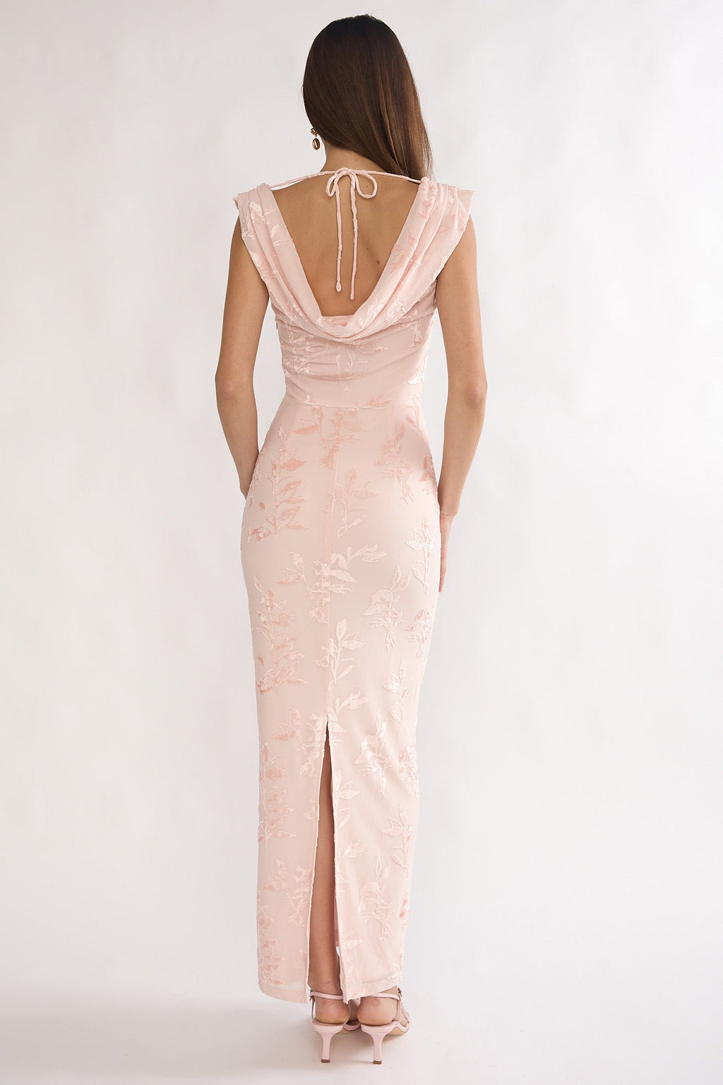 Evermore Cowl Neck Maxi Dress Floral Pink