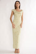 Evermore Cowl Neck Maxi Dress Floral Sage